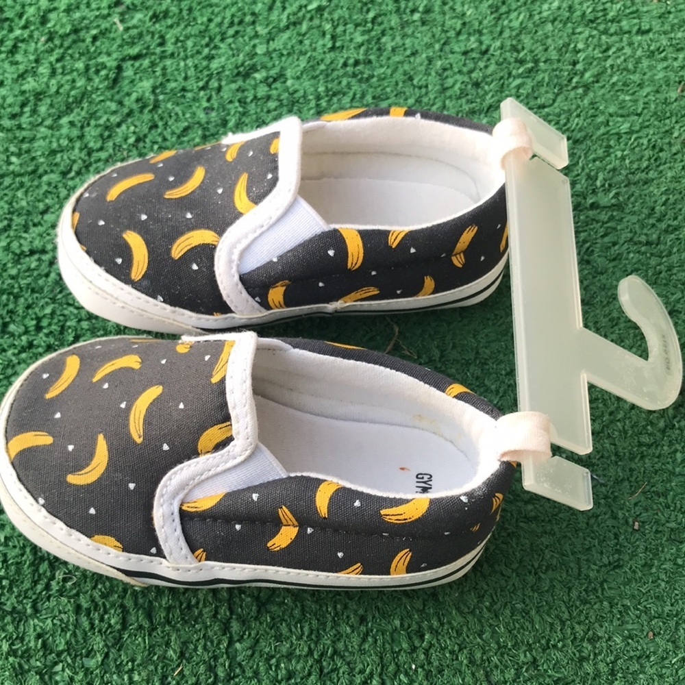 Gymboree jungle Jam Banana crib canvas sneakers 4 - Picture 2 of 3